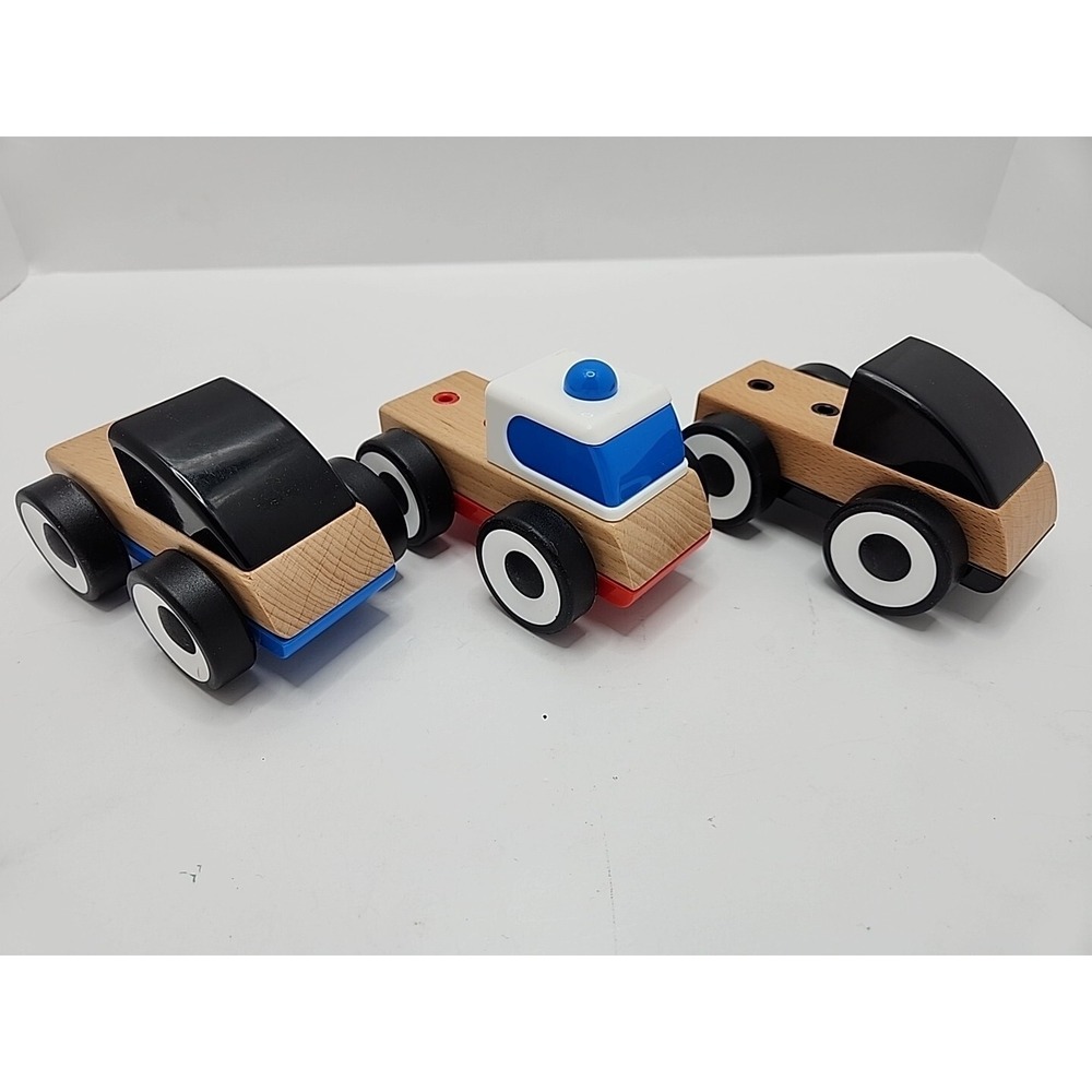 Vtg 3 IKEA LILLABO Vehicle Kids Toy Figures Collectible Cars Wood